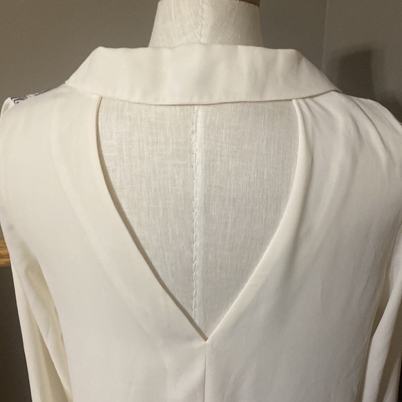 Fate chevron print cream & black long sleeve blazer blouse size small - Picture 2 of 8